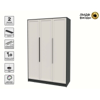 Шкаф распашной Тренд КТ-Ш3 (Антрацит ЛДСП/ Кашемир ЛМДФ) Ш1360 В2128 Г547